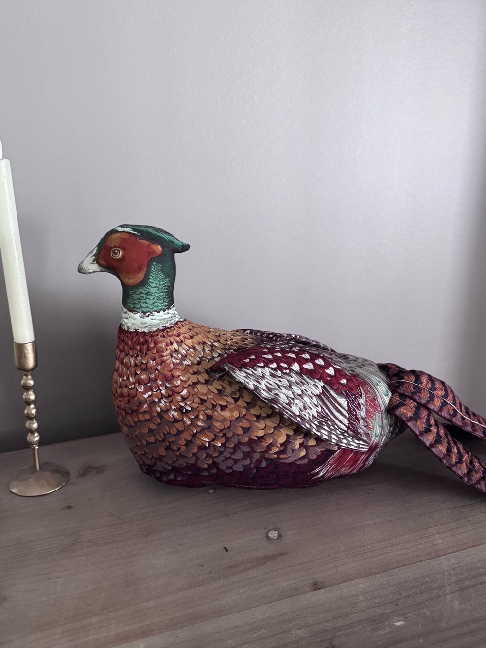 VTG Ring Neck Pheasant Stuffed Fabric Decor Large Lodge Cabin Farmhouse Rustic